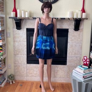 Madison Marcus silk dress, corset bodice, low back, size M